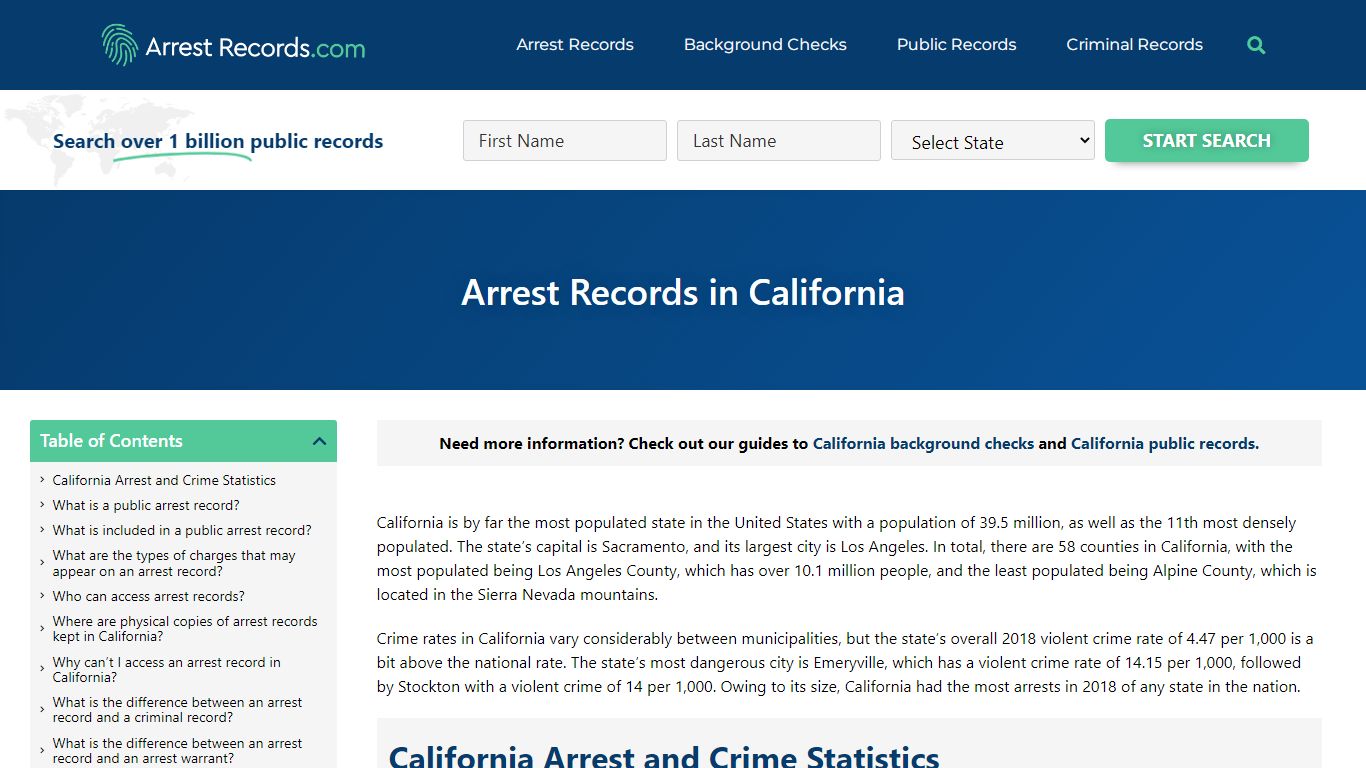 California Arrest Records - Criminal, Warrant and Background Check Data ...